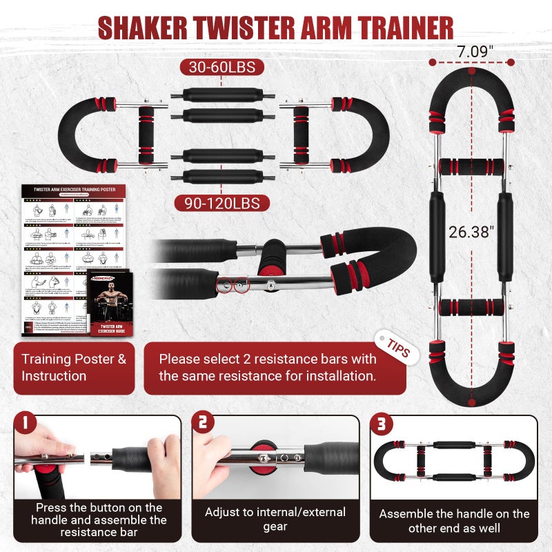 nooncrazy Twister Arm Trainer  Adjustable Twister Arm Chest Exerciser with 4 Spring & Training Poster for Men & Women  Detachable Power Twister Home Fitness Equipment for Enhancing Upper Body Muscle Strength - Image 5